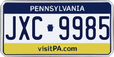 PA license plate JXC9985