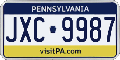 PA license plate JXC9987