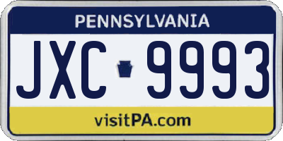 PA license plate JXC9993