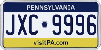 PA license plate JXC9996