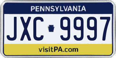 PA license plate JXC9997