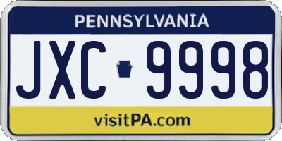 PA license plate JXC9998