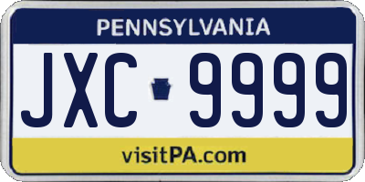 PA license plate JXC9999
