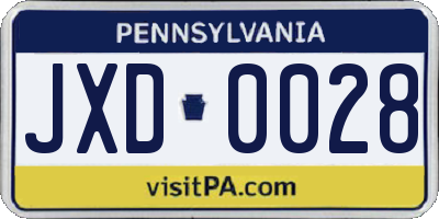 PA license plate JXD0028