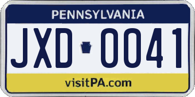 PA license plate JXD0041