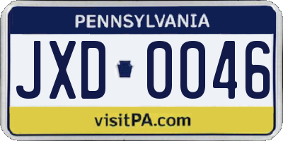 PA license plate JXD0046