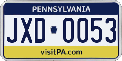 PA license plate JXD0053