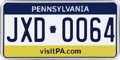 PA license plate JXD0064