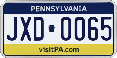 PA license plate JXD0065