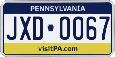 PA license plate JXD0067