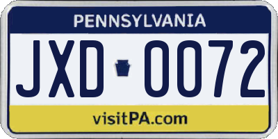 PA license plate JXD0072