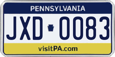 PA license plate JXD0083