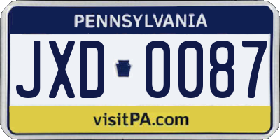 PA license plate JXD0087