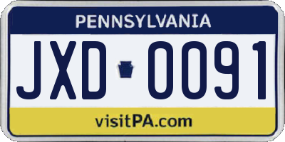 PA license plate JXD0091