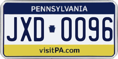 PA license plate JXD0096