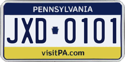 PA license plate JXD0101