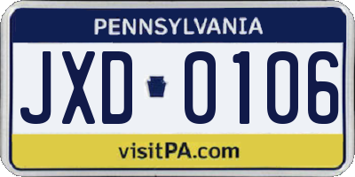 PA license plate JXD0106