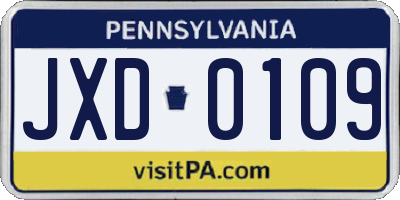 PA license plate JXD0109