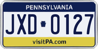 PA license plate JXD0127