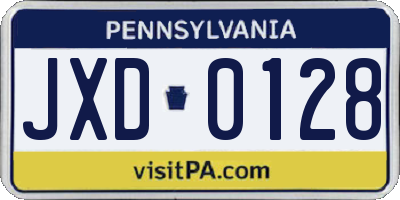 PA license plate JXD0128