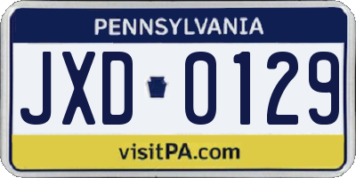 PA license plate JXD0129