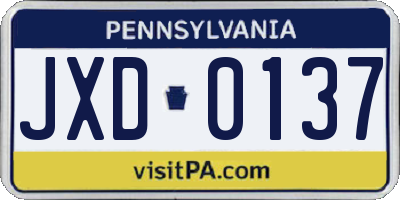 PA license plate JXD0137