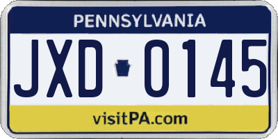 PA license plate JXD0145
