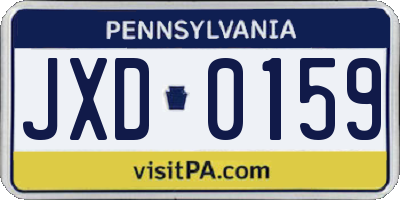 PA license plate JXD0159