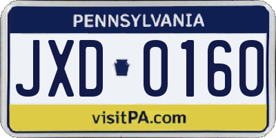 PA license plate JXD0160