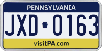 PA license plate JXD0163