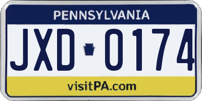 PA license plate JXD0174