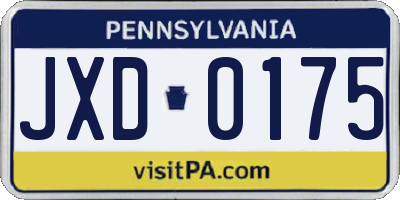 PA license plate JXD0175