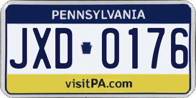 PA license plate JXD0176