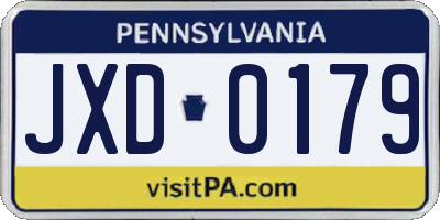 PA license plate JXD0179