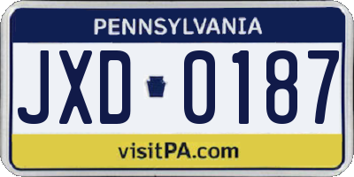 PA license plate JXD0187