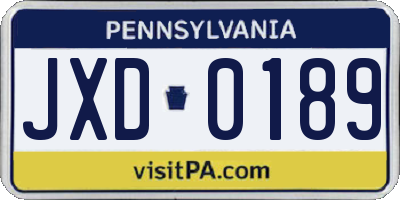 PA license plate JXD0189