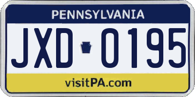 PA license plate JXD0195