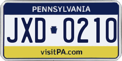 PA license plate JXD0210