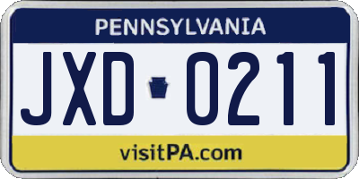 PA license plate JXD0211