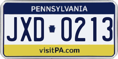 PA license plate JXD0213