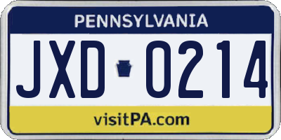 PA license plate JXD0214