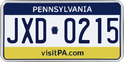 PA license plate JXD0215