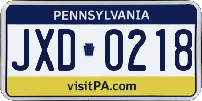 PA license plate JXD0218