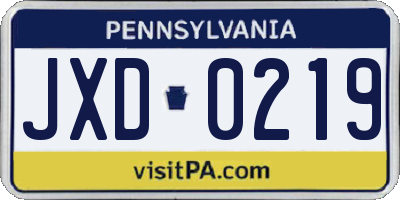 PA license plate JXD0219