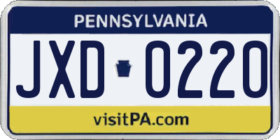 PA license plate JXD0220