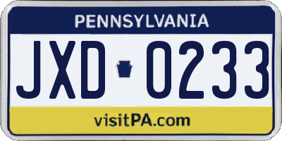 PA license plate JXD0233