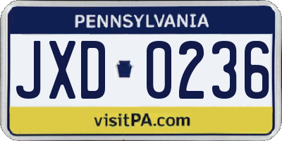 PA license plate JXD0236