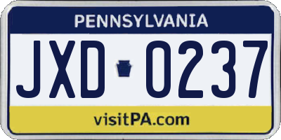 PA license plate JXD0237