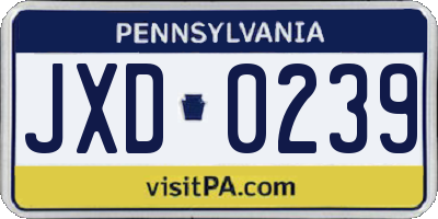 PA license plate JXD0239
