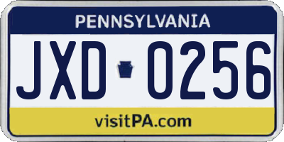 PA license plate JXD0256